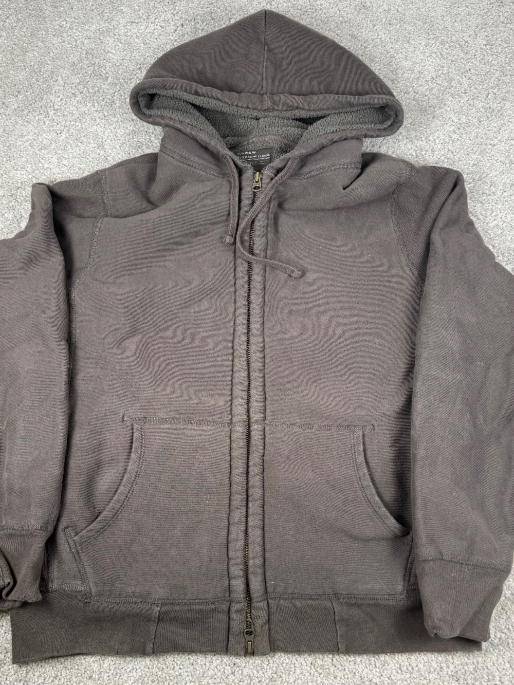 J. Crew Outwear Fleece Zip Up Hoodie Sweatshirt Grey Men's Large